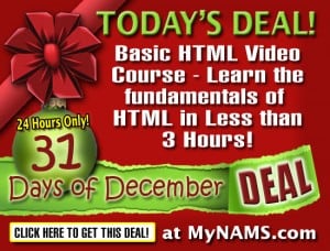December Deal Days from MyNAMS. Learn HTML.